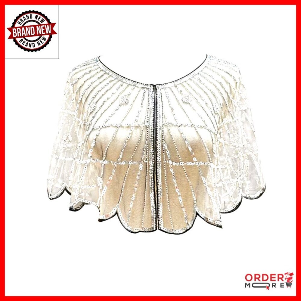 Sequin Beaded Shawl Wrap Bolero Cover Up for Evening Dresses Wedding Party